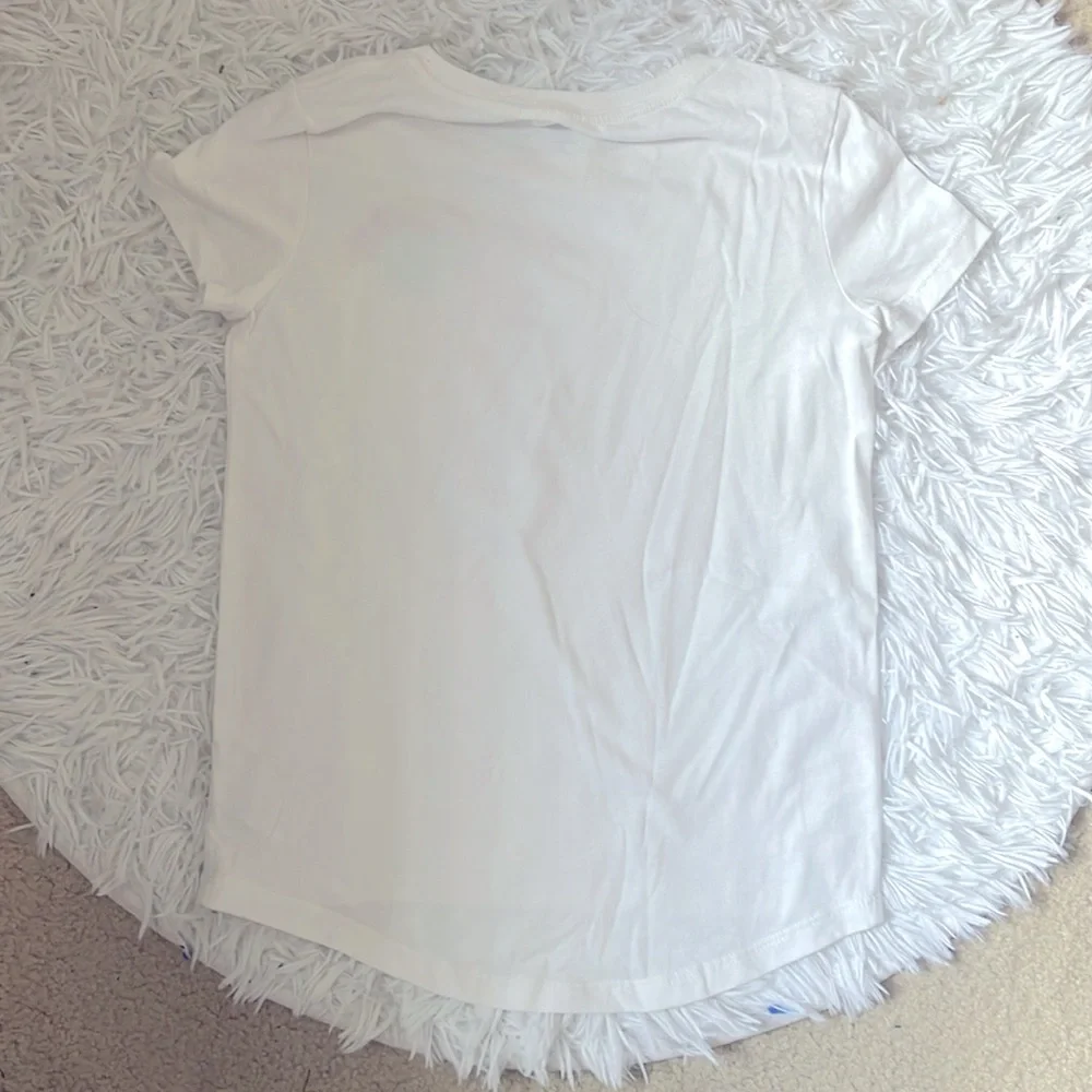 Old Navy Short Sleeve Softest Tee with rainbow and world decal over pocket